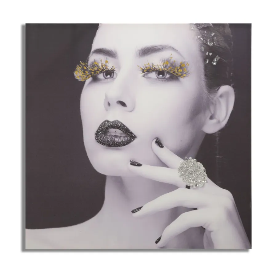 DRUK NA PŁÓTNIE Z APLIKACJAMI LADY DARK 80X2,8X80 cm